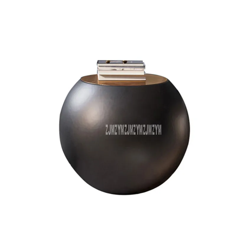 

50cm Nordic Round Table Modern Simple Creative Ball Design Tea Table Toughened Glass Desktop FRP Frame Matte Process Black Color