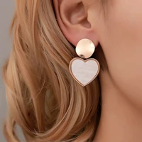 hocole fashion korean earrings for women 2019 oversize round heart gold drop dangle earring geometric wedding jewelry wholesale