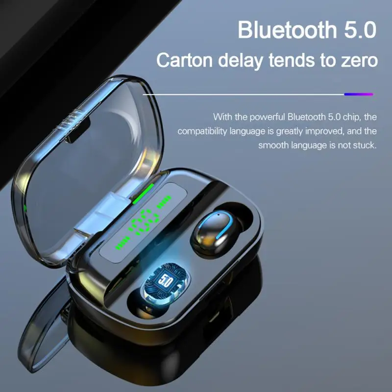 TWS 5,0 Bluetooth 9D стерео наушники беспроводные наушники IPX7 водонепроницаемые наушники 2200 мАч светодиодный умный внешний аккумулятор держатель для телефона