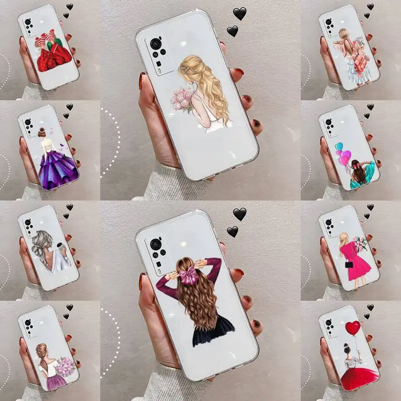 

girl Phone Case Transparent For VIVO S 9 7 6 IQOO NEO 7 5 3 Z3 Z1 X E pro Soft TPU Clear Mobile bags
