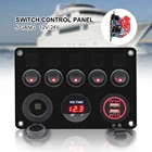 Панель выключателя для лодки, панель автомобильного переключателя, водонепроницаемый цифровой вольтметр, двойной порт USB, 12 В, комбинированный морской светодиод Rocker 5 Gang