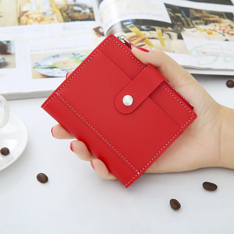 

Small Women's Leather Wallet Cute Wallet Card Holder Designer Luxury Brand Clutch Bag For Girl Solid Zipper Hasp Coin Purse