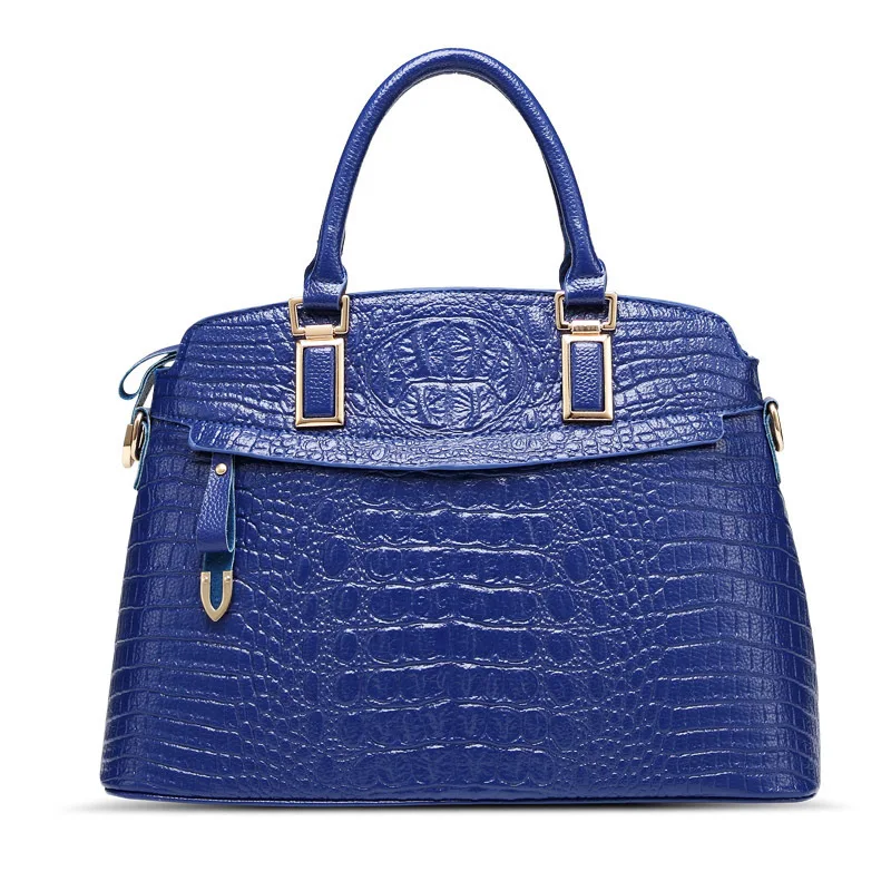 Сумка крокодиловая женская из экокожи модный саквояж на плечо брендовая