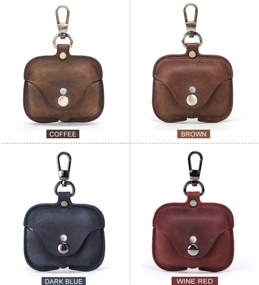 Роскошный Ретро чехол из натуральной кожи для AirPods Pro противоударный 3 Зарядка