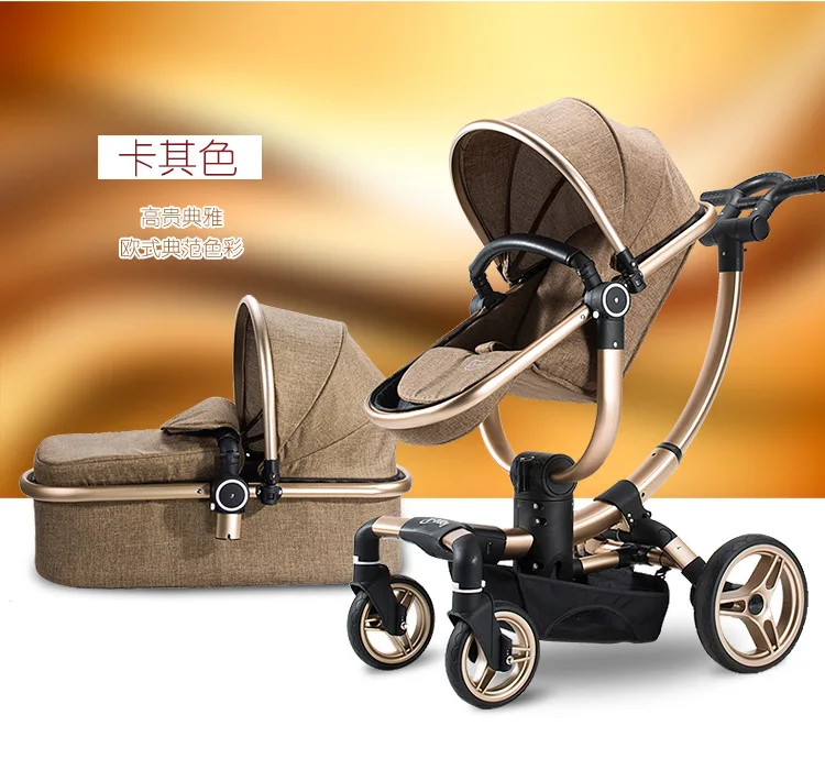 

V815 Baby Stroller 2 In 1 Stroller Handrail Leather Two-way Stroller High Landscape Stroller Can Sit on A Lying Cart