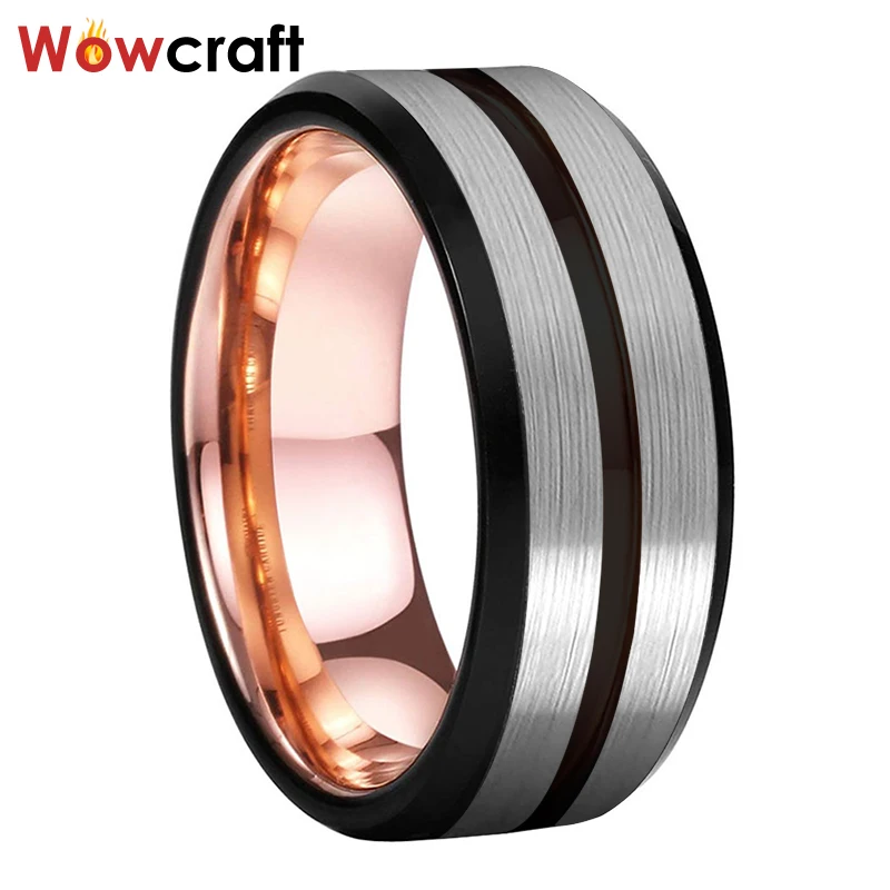 8 мм черная фотография женские свадебные браслеты розовое золото рифленые по