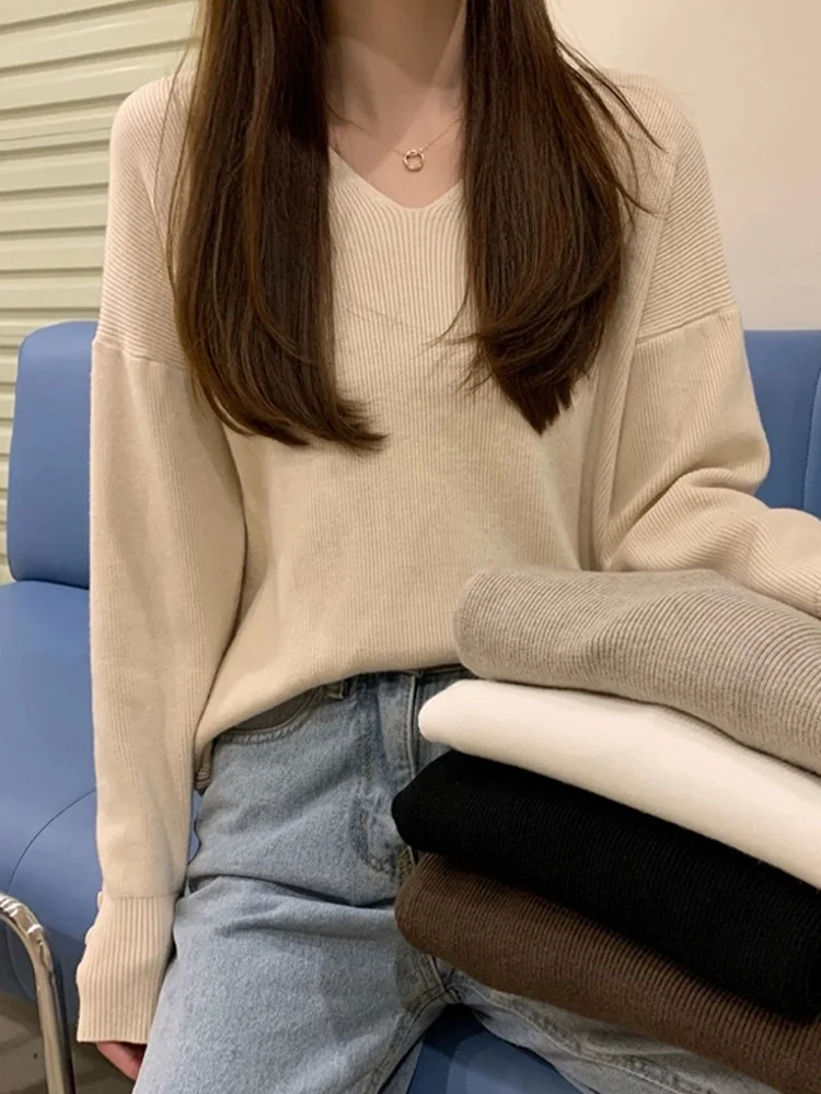 

Свитер женский осенний трикотажный, теплый, однотонный