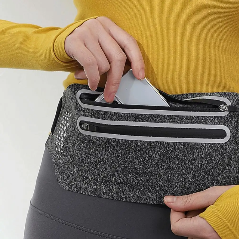 

1 pc Sports pocket waist bag Close-fitting ultra-thin waist bag Fashion trend outdoor double zipper waterproof Lycra waist bag