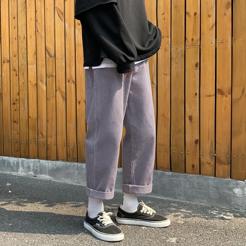 Зимние плотные вельветовые брюки мужские Модные хлопковые повседневные Мужская