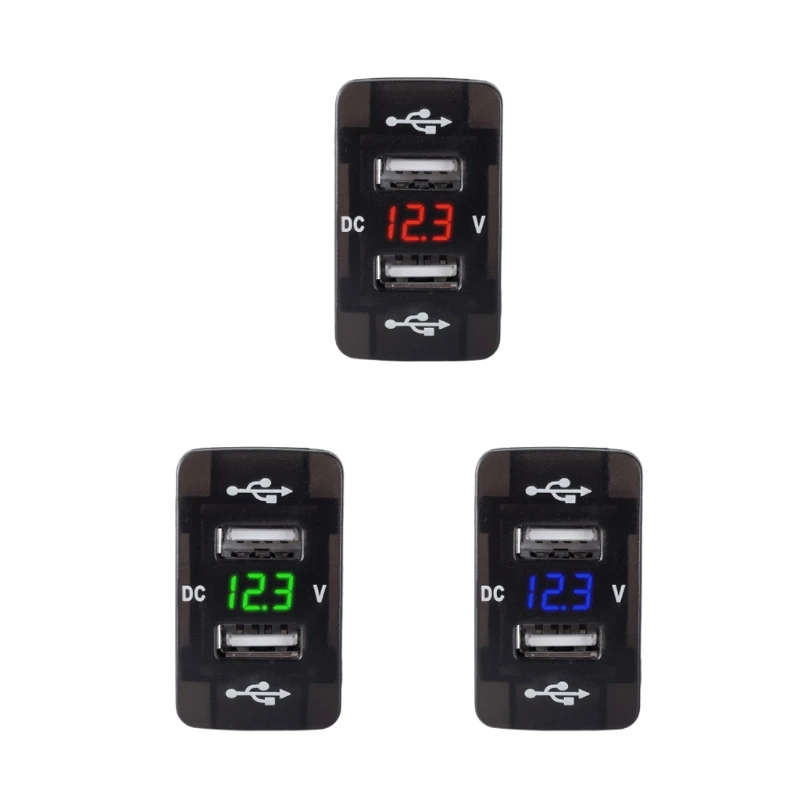 dc 12v 24v dual usb car charger socket digital led voltmeter meter monitor power adapter for honda free global shipping