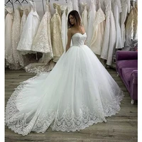 a line wedding dresses netting satin applique sweetheart neck floor length bridal gown court train corset back