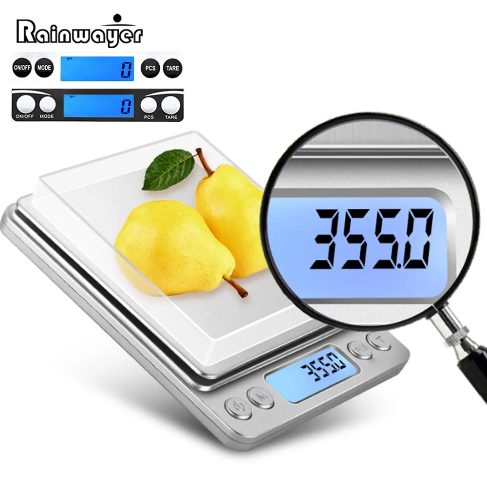 Высокая точность кухонные мини весы с подсветкой 2 Трея Нержавеющая сталь Вес