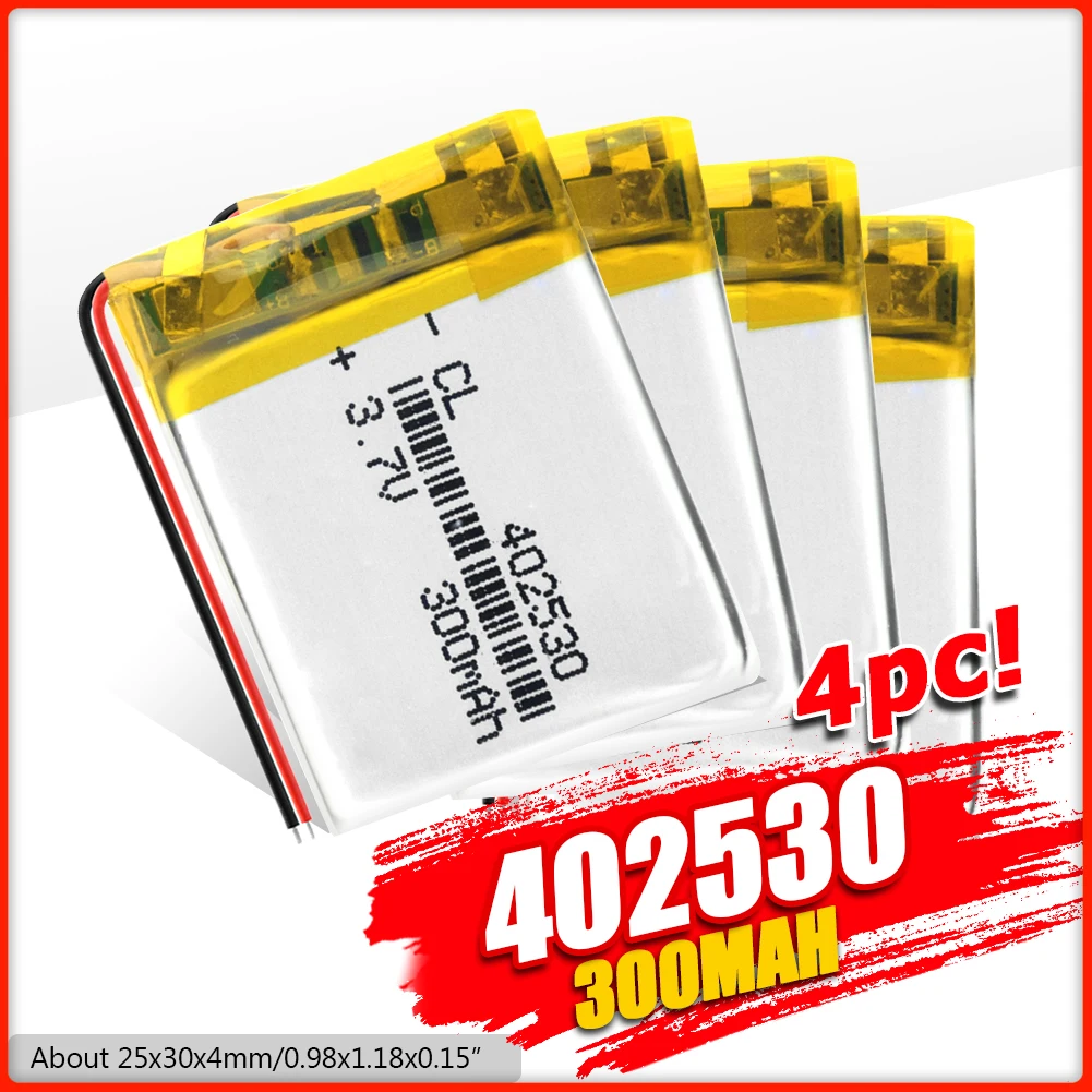 1/2/4 шт/партия 3 7 v 402530 300mAh литий полимерный аккумулятор для Mp3 Mp4 Gps PDA Смарт часы PSP