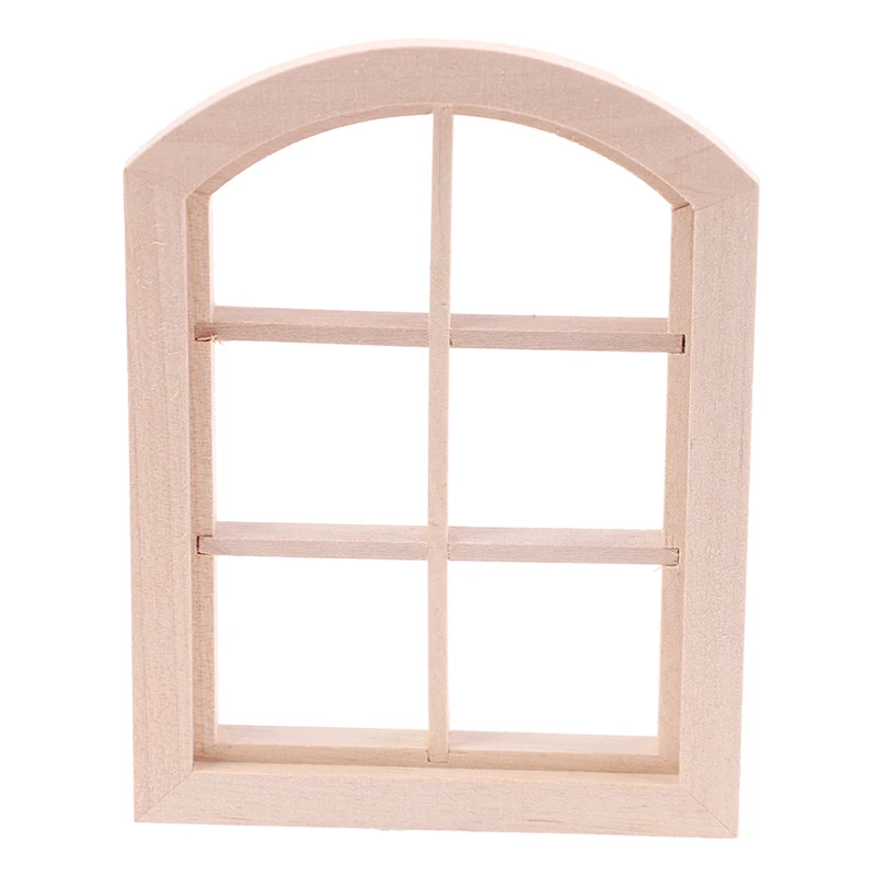 

1:12 Dollhouse Miniature Wooden Six squares Arched Window Model Furniture Accessories