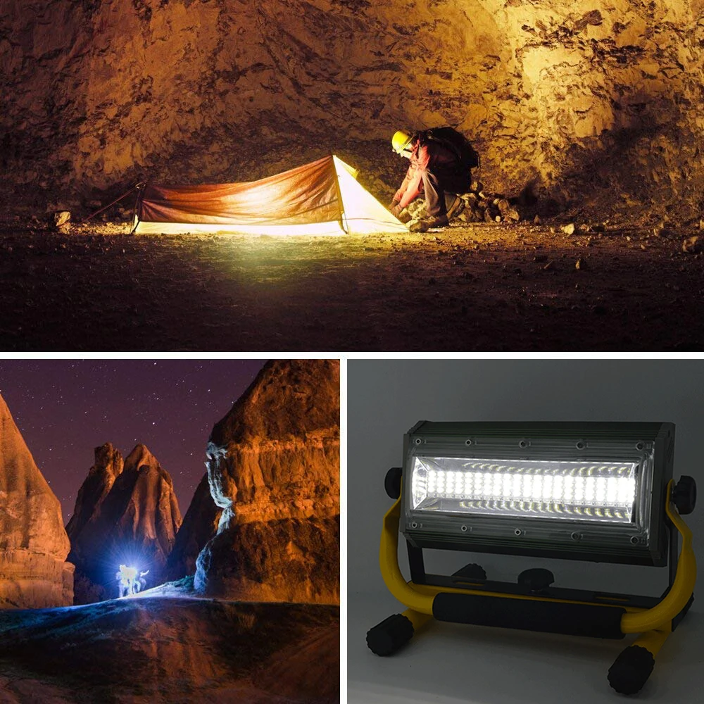 100W Portable Rechargeable Work Flood Light Spot Emergency Outdoor Camping Floodlight IP65 by 6*18650 Battery | Лампы и освещение
