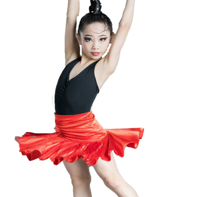 

New 2020 Girls Latin Dance Fringe Dress Kids Ballroom Competition Evening Party Stage Performance Clothing Top+skirt Set 110-170