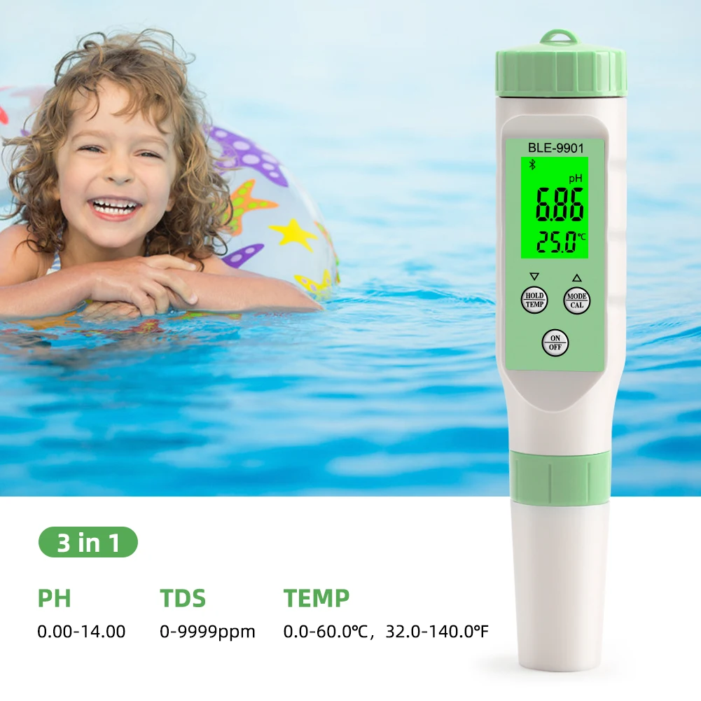PH EC TDS измеритель солености воды Цифровой тестер качества умный Онлайн синий зуб