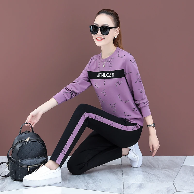 

2021 New Spring Summer Two Piece Set Fashion New Pullover Sweater Casual Sports Korean Plus Size 2 Piece Sets Womens Clothing