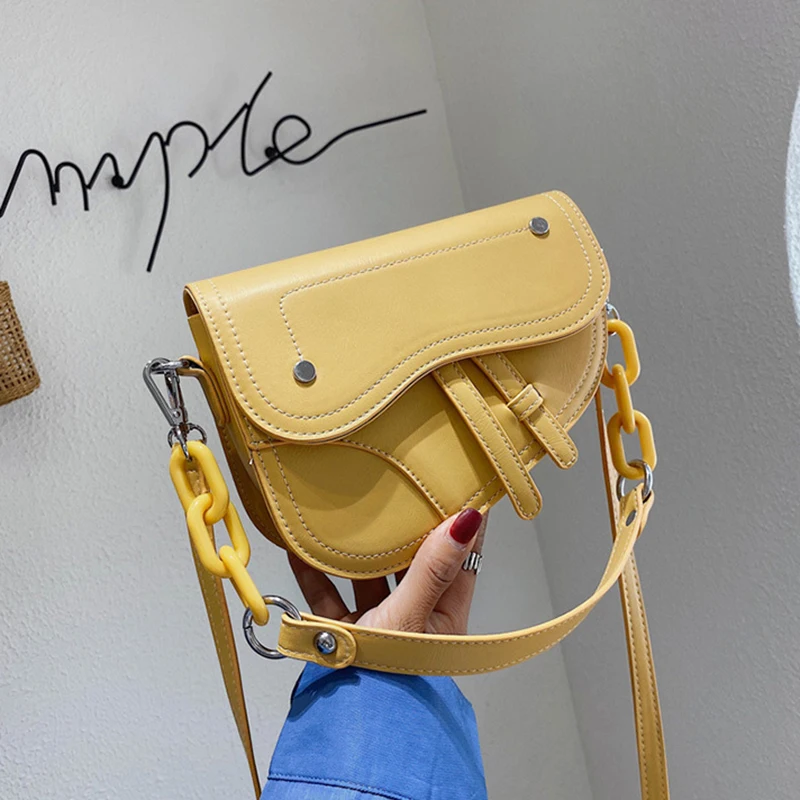

2021 New Chain Handbags Women's Bag Leisure Saddle Bag Pu Diagonal Tote Fashion Sac Easy Matching Lady Handbags Bolsos Mujer