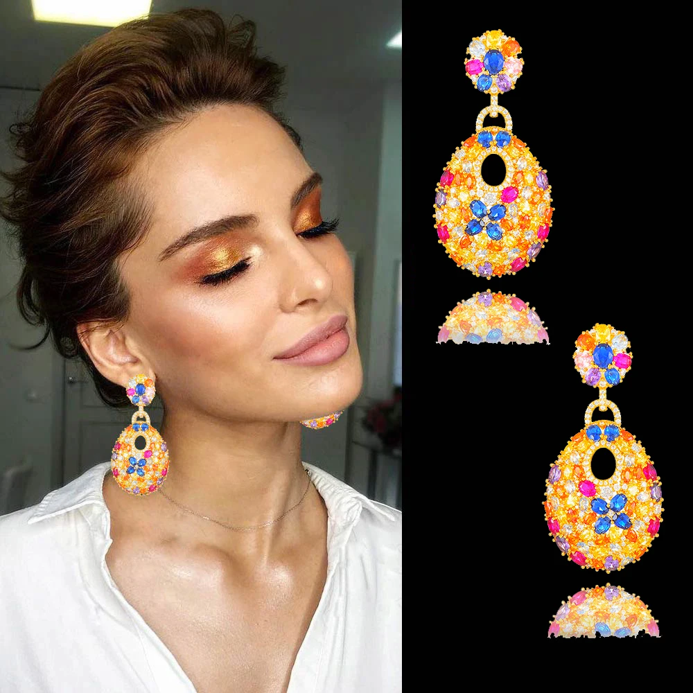 

Blachette Fashion Luxury Charm Design Water Drop Noble Dangle Earrings For Women Paved Cubic Zircon Wedding Party Daily Jewelry