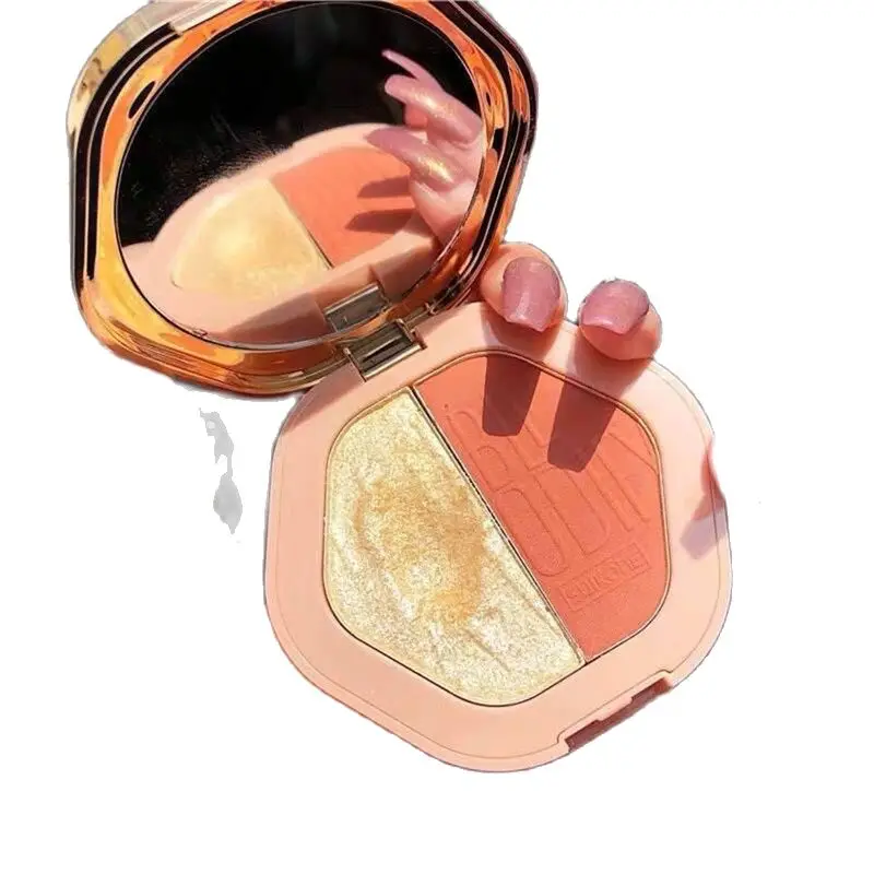 

2 Colors Blusher Powder Rouge Makeup Cheek Blusher Powder Minerals Palettes Blusher Brush Palette Cream Natural Blush