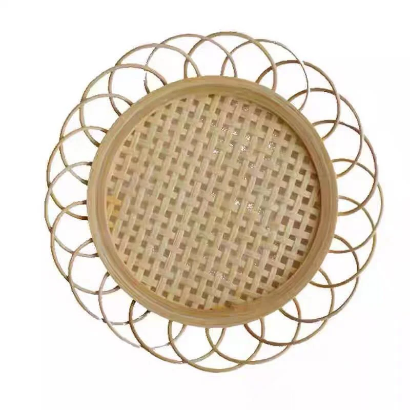 

Hand-woven Lace Insulated Cane Bamboo Coaster Lace Cup Saucer Cup Holder Snack Tray Rattan Hand Woven Cup Mat Insulation
