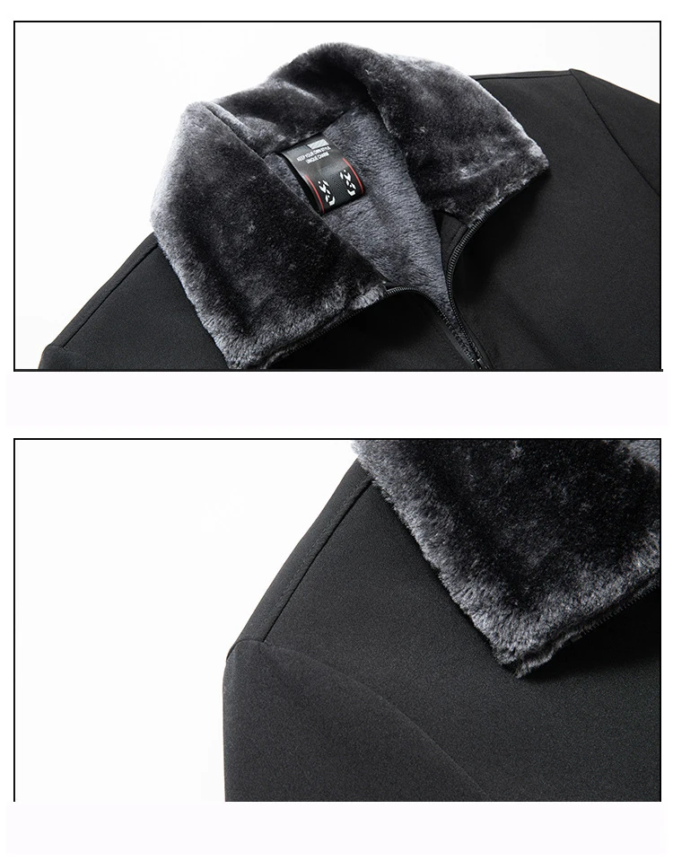 Winter Thick Fleece Jacket Men Outerdoor Fur Collar Men's Parka Zip Up Windproof Windbreakers Cold Warm Coats Male Red Black 4XL