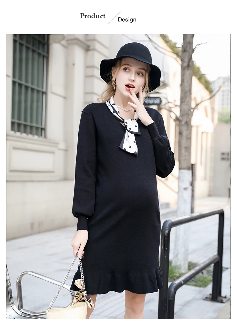 Maternity Dress Pregnancy Knit Dress Pregnancy Shirt Pregnant Women Autumn and Winter Skirt