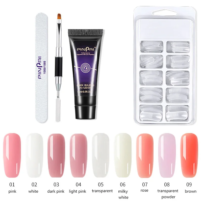 

Набор для наращивания ногтей, 9 цветов, держатель для бумаги без кристаллов, быстросохнущая модель геля для ногтей 15 мл, набор для ногтей ман...