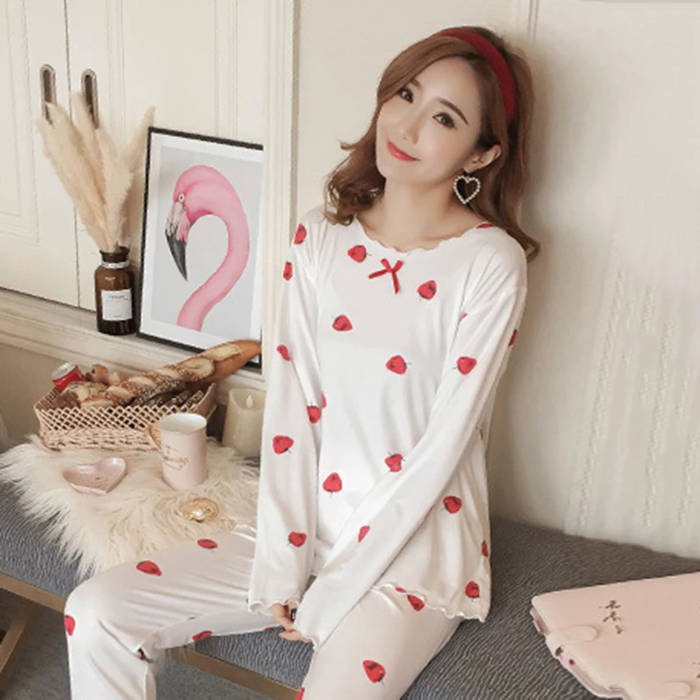 Женский Пижамный костюм женское нижнее белье Топ с длинным рукавом брюки набор