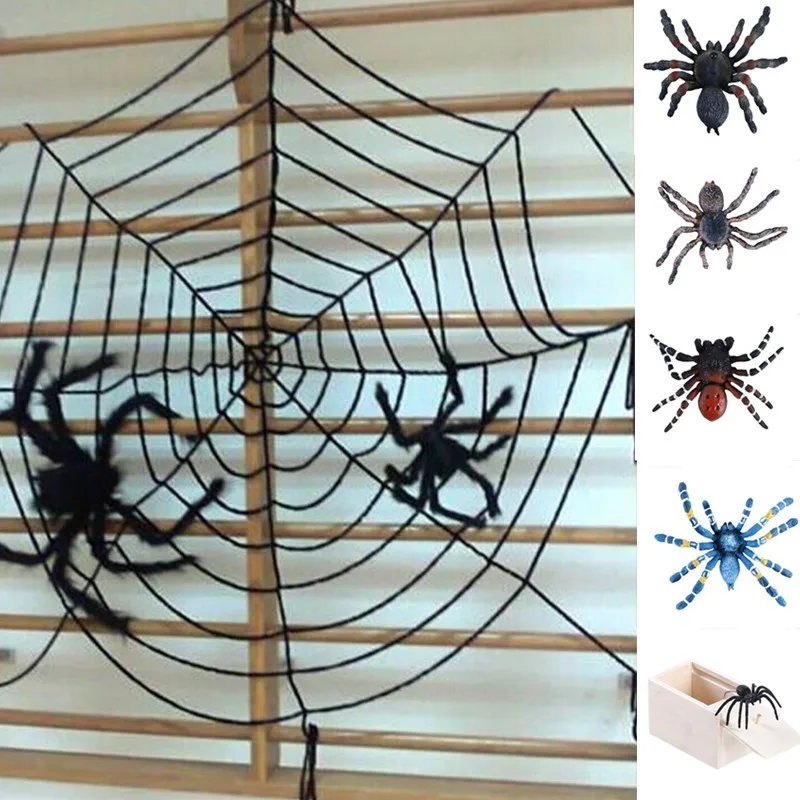 

2021 Halloween Scary Party Scene Props Black/White Creepy Cobweb Spider Web Horror Halloween Decoration For Bar Haunted House