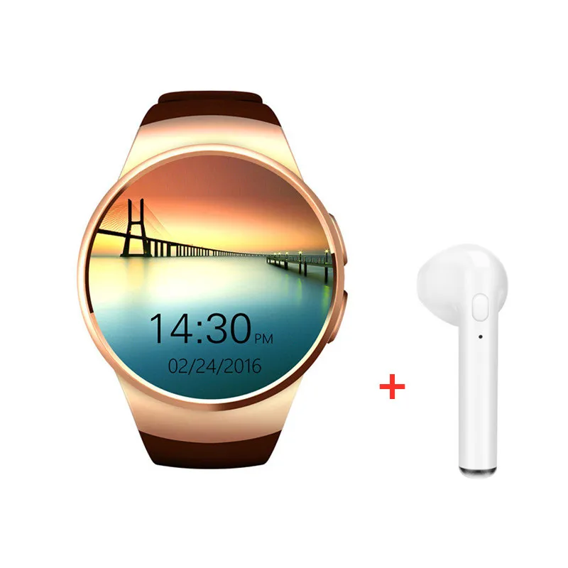 gold add headset Смарт-часы KOSPET KW18 с Bluetooth и функцией вызова для мужчин и женщин, на весь экран, поддержка SIM и sd-карт, бизнес Смарт-часы для ios, Android, телефона - Цвет: gold add headset