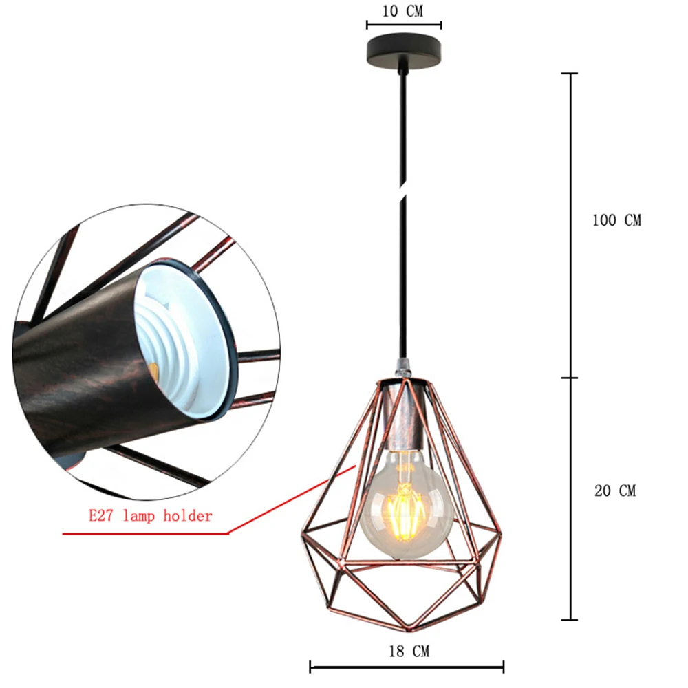 

Vintage Industrial Rustic Flush Mount Pendant Light Metal Lamp Fixture Nordic Style Creative Retro Pendant Lamp AC85-265V E27