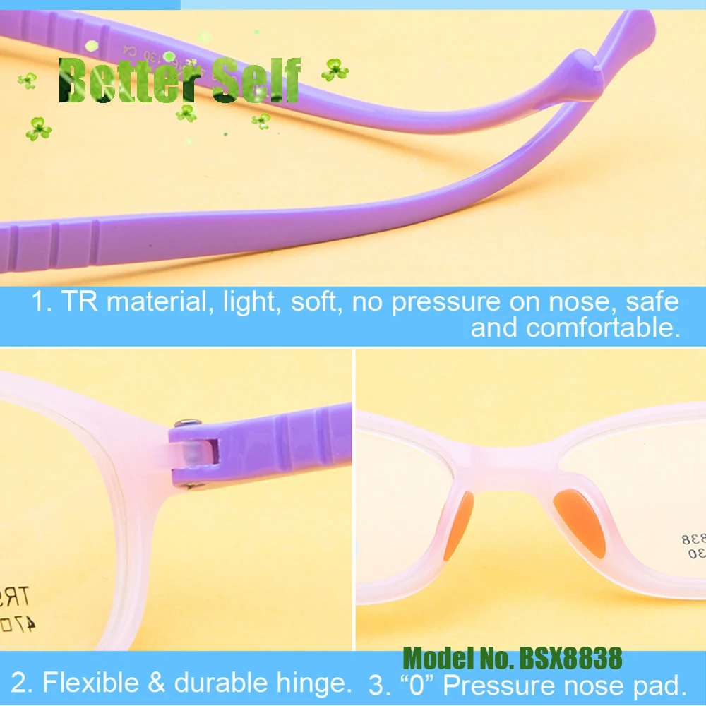 Круглые очки для студентов мягкие безопасные TR90 детские близорукости линзы BSX8838