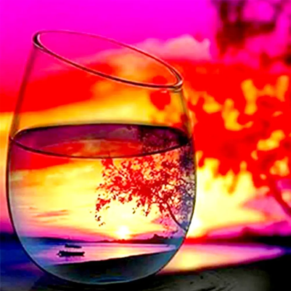 5D алмазная живопись Полный Круглый стакан пейзаж вышивка стразы картины