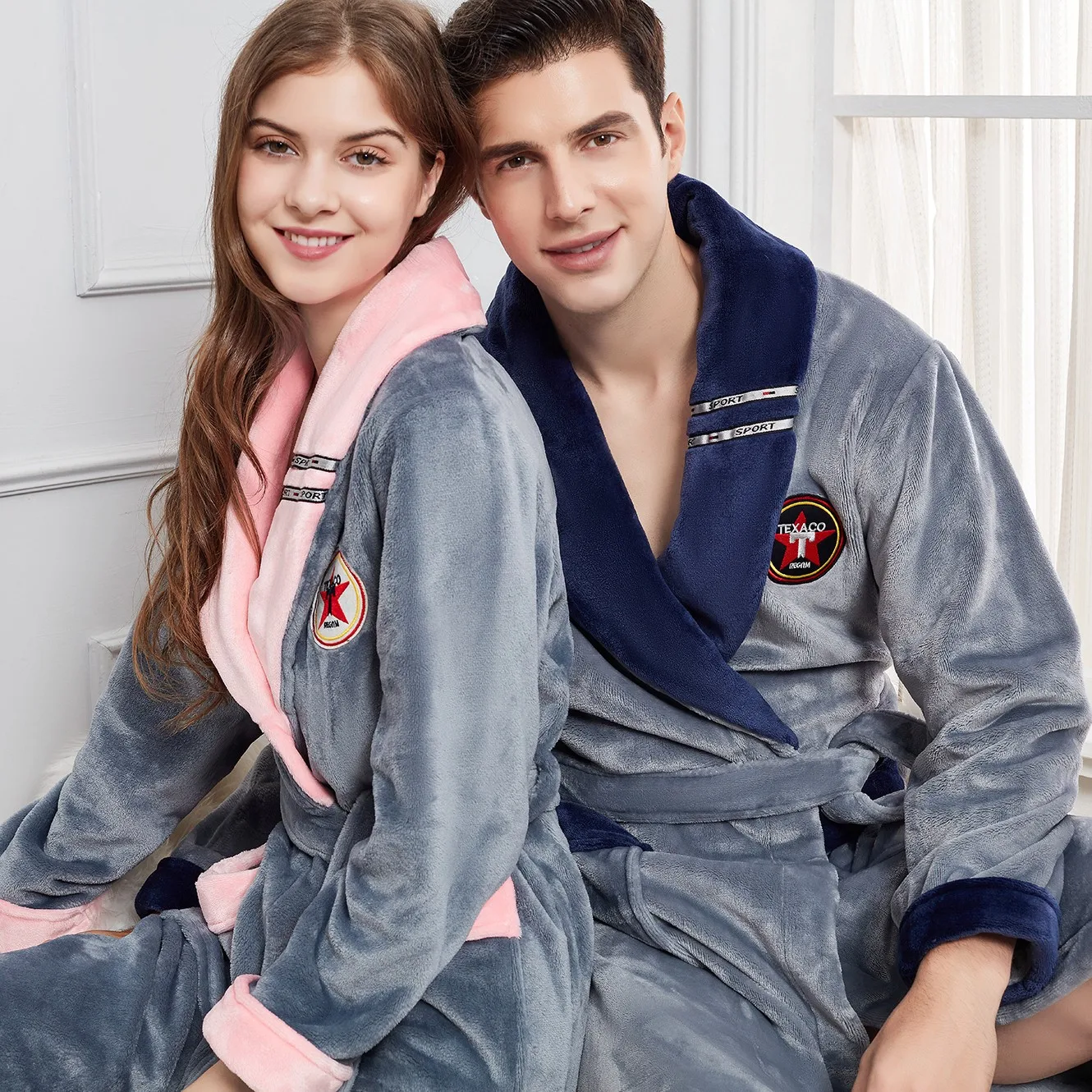 

Couple Long Flannel Robe Men Warm Sleepwear Winter New Kimono Gown Lovers Bathrobe Gown Casual Nightgown Home Clothing M-4XL