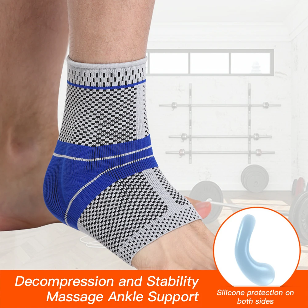 

3D Elastic Silicone Ankle Support Brace Fitness Compression Anti-Sprain Protector Basketball Soccer Ankle Guard Weightlift Brace
