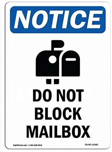 

Fsdva Wall Signs Notice Warning Sign Decor 12x16 Tin Metal Signs OSHA Notice Sign - Do Not Block Mailbox Safety Sign