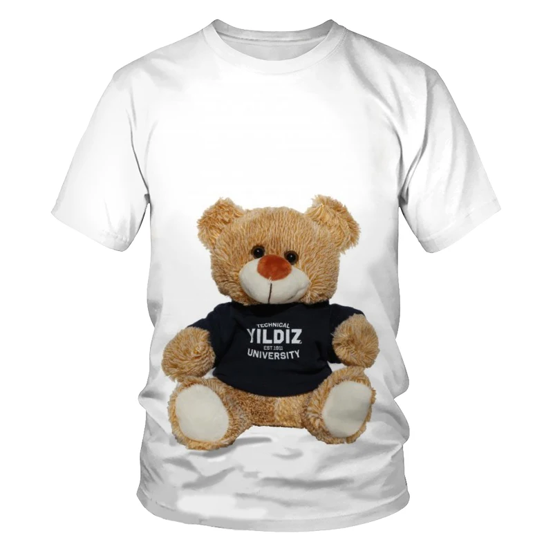 

summer new sweet cute bear youth T shirt high quality 3D digital printing handsome guy and beauty comfortable O-neck T-shirt