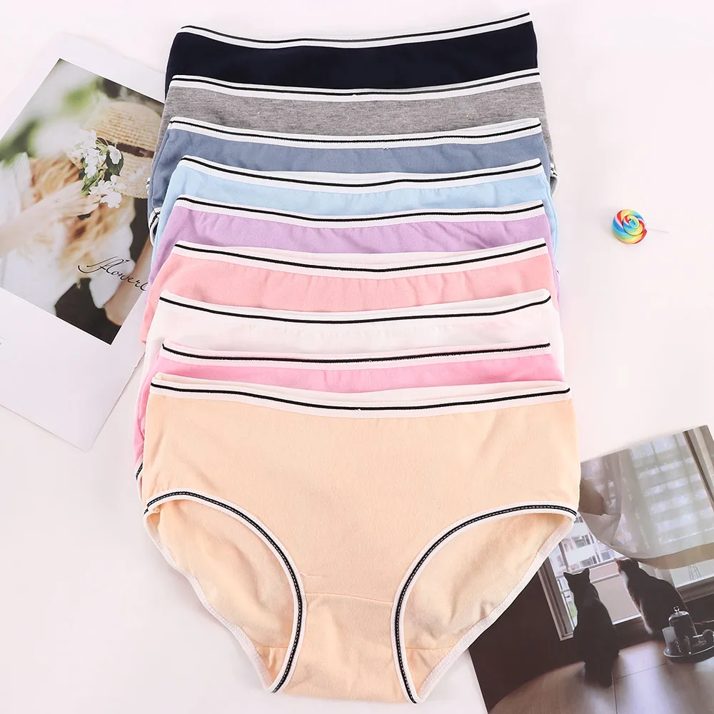 Женские хлопковые трусики со средней талией дышащие однотонные Простые Модные