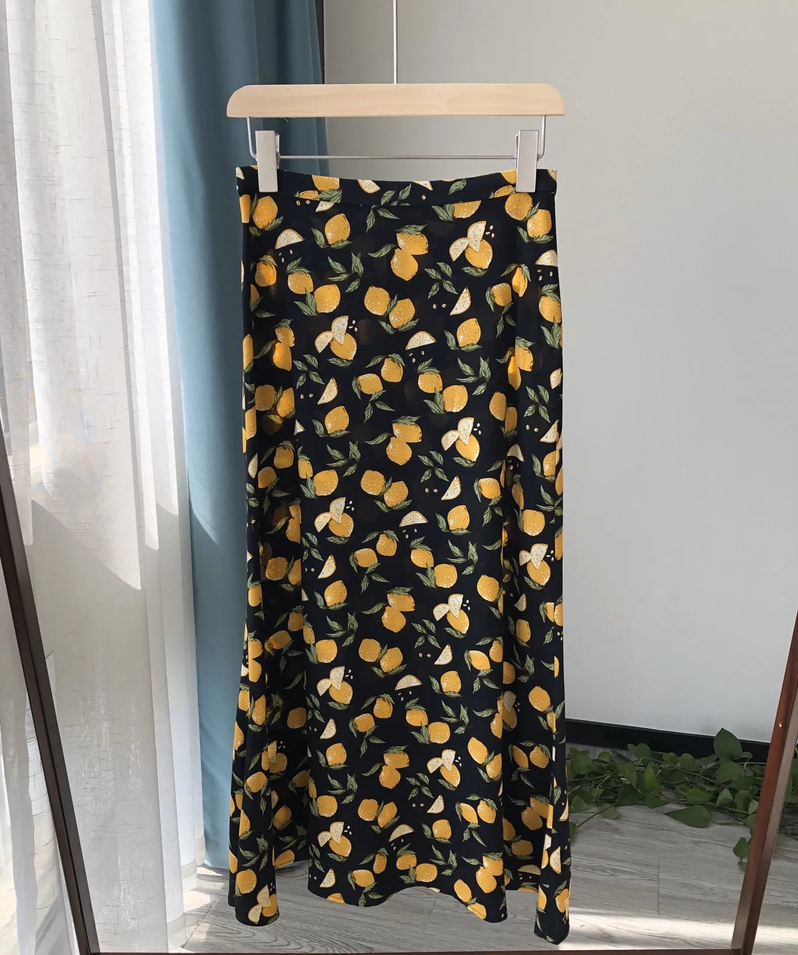 

French Romance Summer Flavor Lemon Print Women's Fresh A-line Skirt
