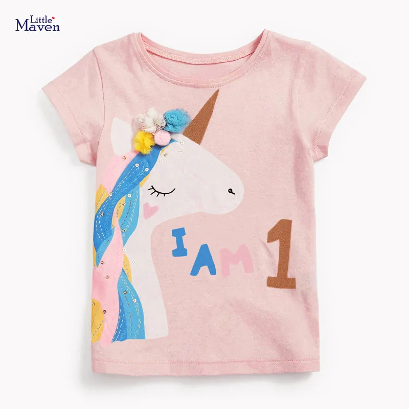 

Kids Clothes 2-8 Y Baby Girls Cotton T Shirts 2021 Summer New Toddler Baby Cartoon Unicorn T-shirts Girls Short Sleeve Tee Shirt