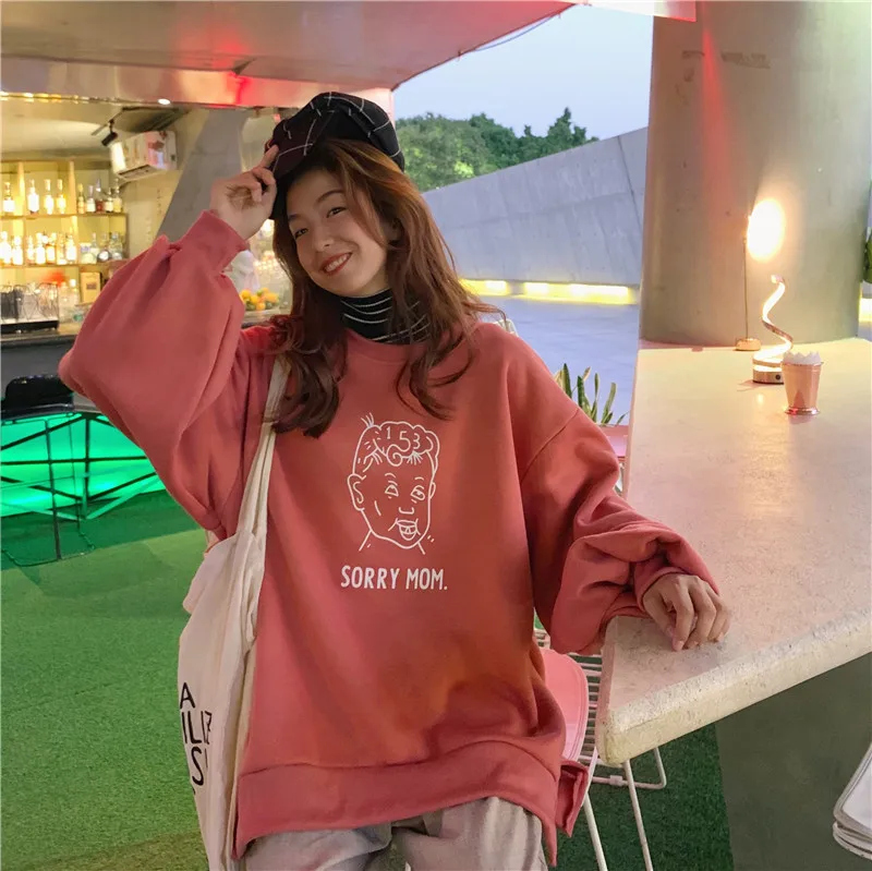 

Fall / winter 2020 new style sweater women's languid style Plush student's with loose skinny ins Fashion Top