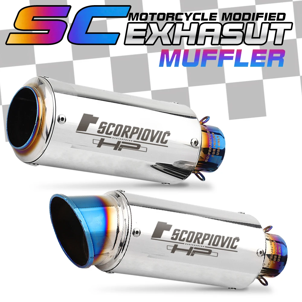 

51mm 60mm motocross racing motorcycle muffler motorcycle exhaust pipe for yamaha r3 r6 fz6 mt07 mt09 mt10 tmax 530 tmax 500
