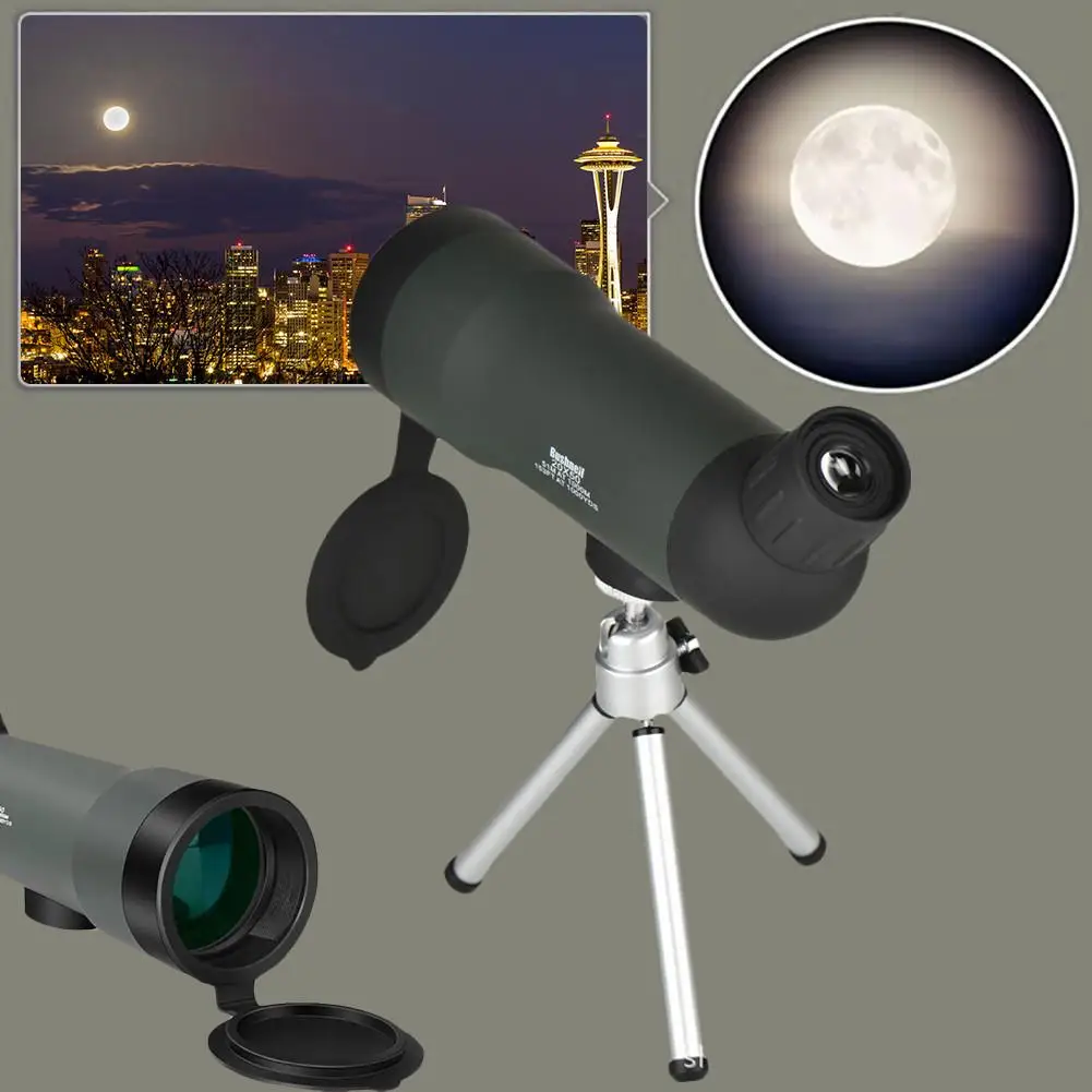 Mini telescopio Monocular HD con Zoom 20x50 para exteriores, visión nocturna con trípode portátil, Visor Nocturno, Caza prismáticos