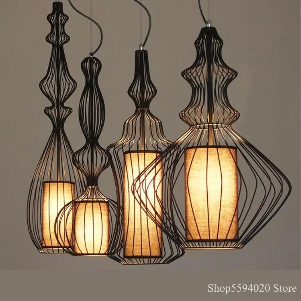 Новая китайская птичья клетка Подвесная лампа похмелье Кафе Ресторан подвесной
