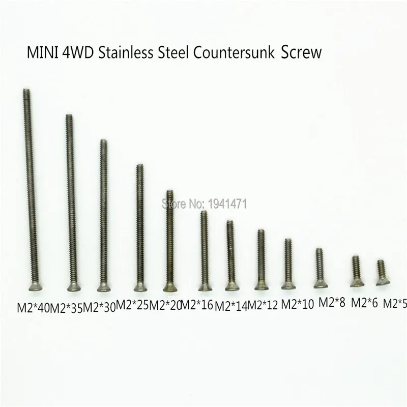 

Free Shipping 100Pcs Screws with Nuts M2 Stainless Steel Countersunk Screws Self-made Parts For Tamiya MINI 4WD