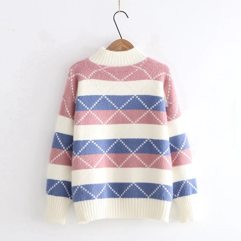 2019 элегантный дизайн осень Для женщин девушки Мори плед свободный свитер с