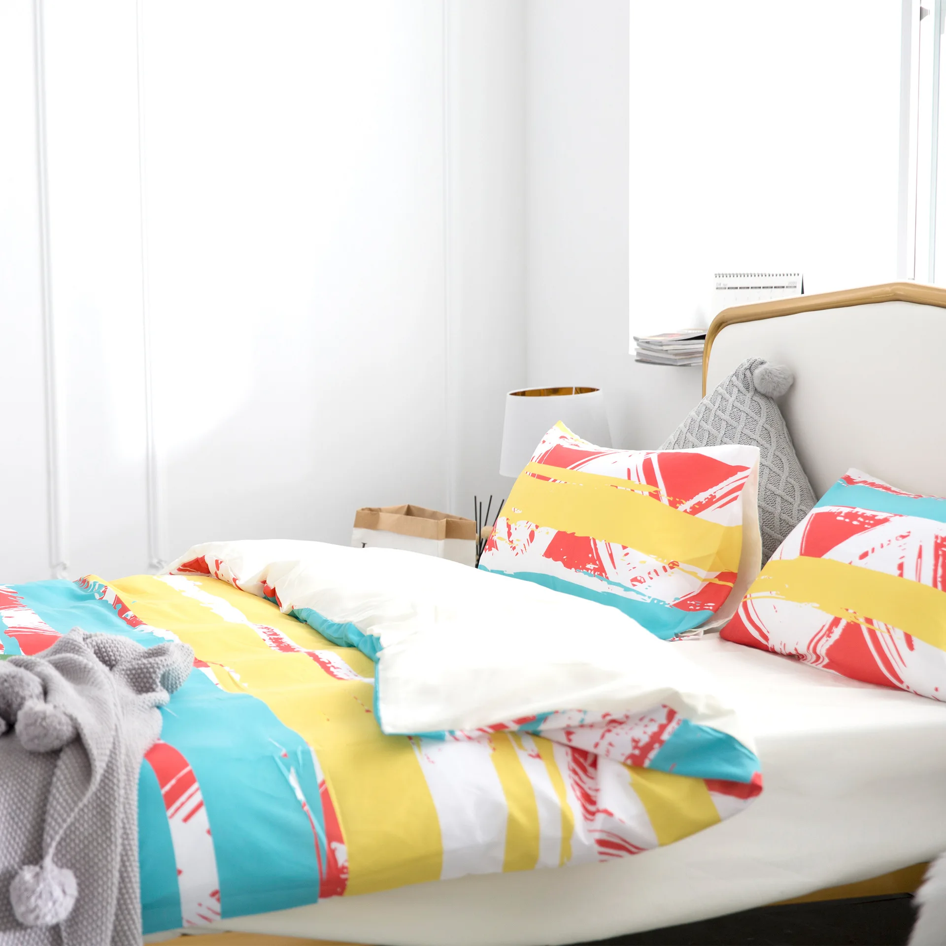 Желтые граффити 3 шт. королевский комплект одеял наволочки геометрические мягкие