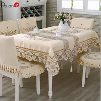 satin fabric tablecloth rectangle elegant hollow embroidered floral thick table cloth wedding party decor table covers